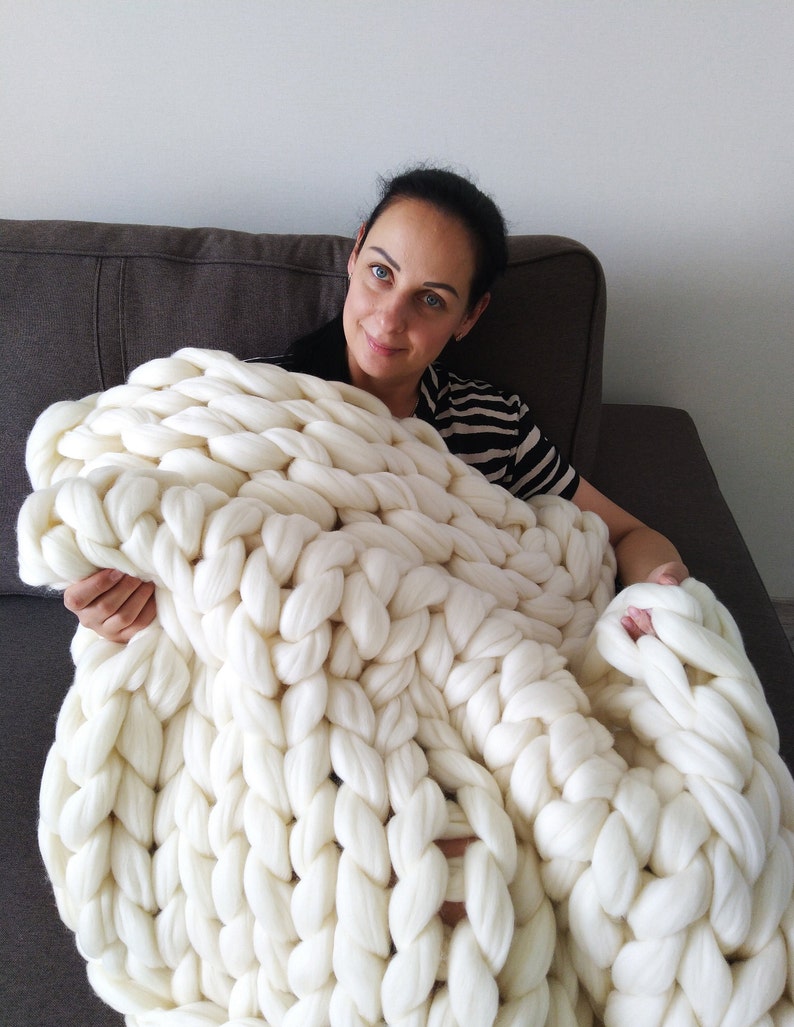 Chunky knit blanket. Blanket. Super chunky blanket. Giant knit Etsy