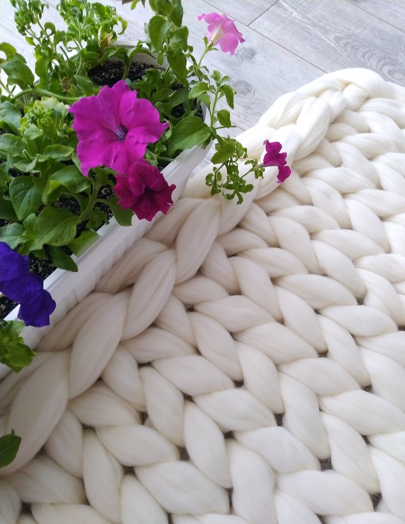 Chunky knit. Knit blanket. Chunky knit throw. Merino wool yarn Etsy