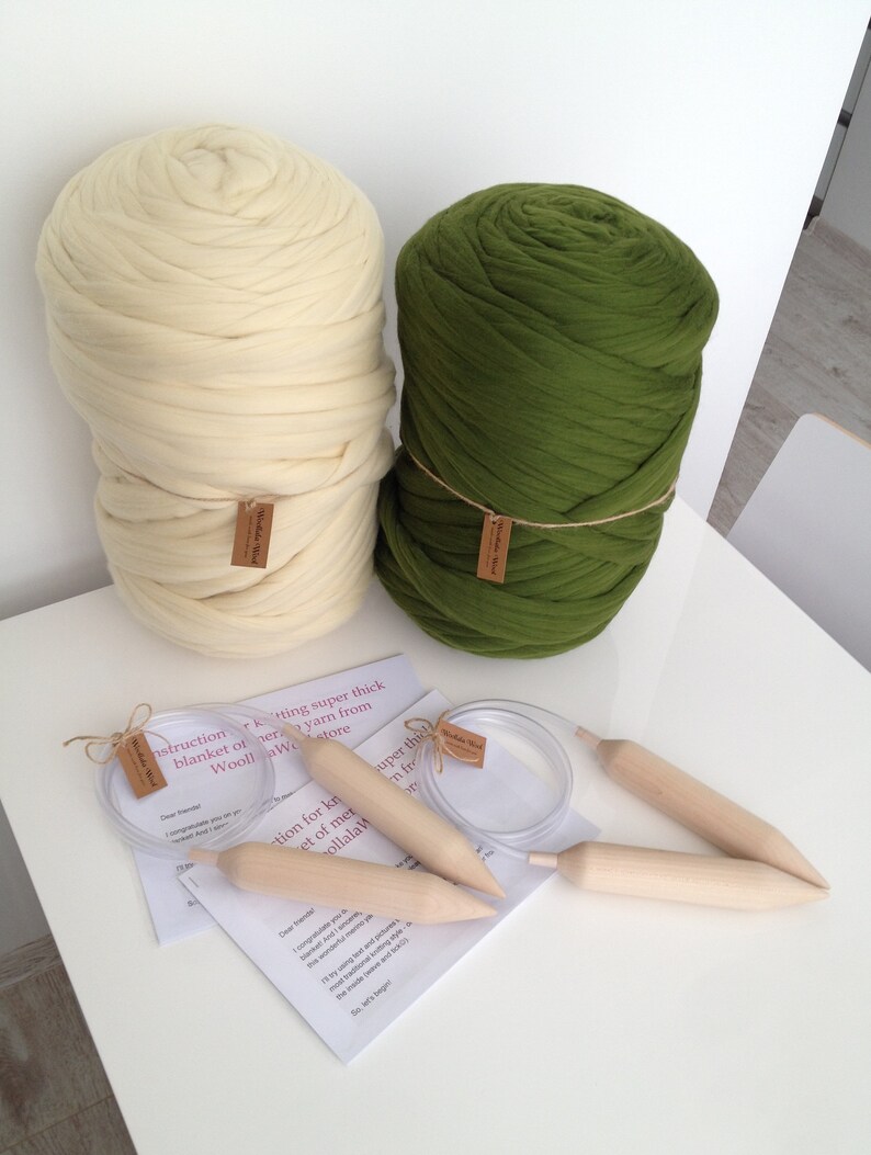 Chunky knit blanket. Australian merino wool yarn. DIY knit Etsy