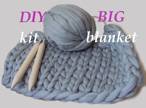 Big Diy Knit Kit For Giant Blanket Chunky Giant Knit Blanket Chunky Diy
