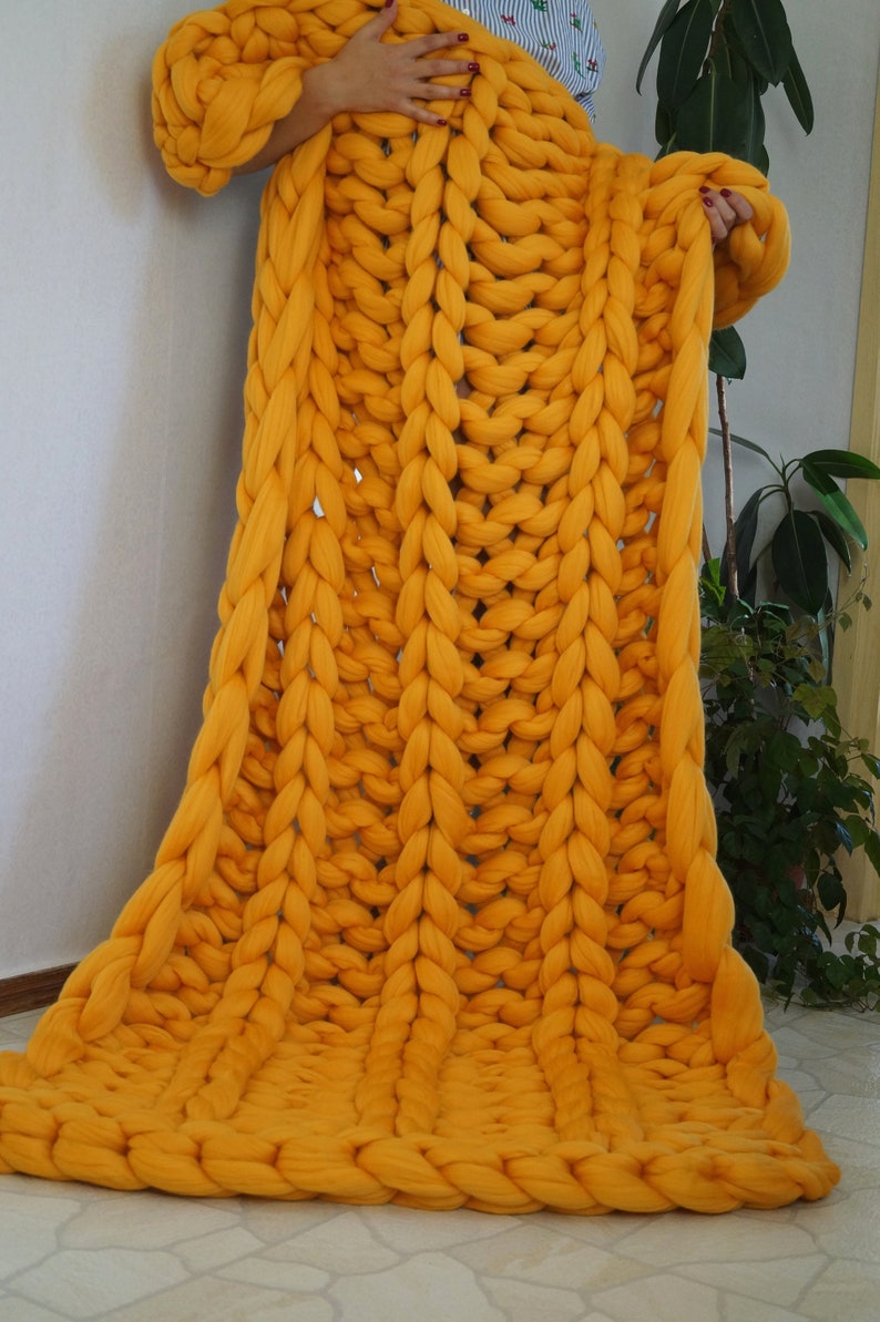 Chunky Knit Throw. Chunky Knit Blanket. Merino Wool Blanket. Etsy