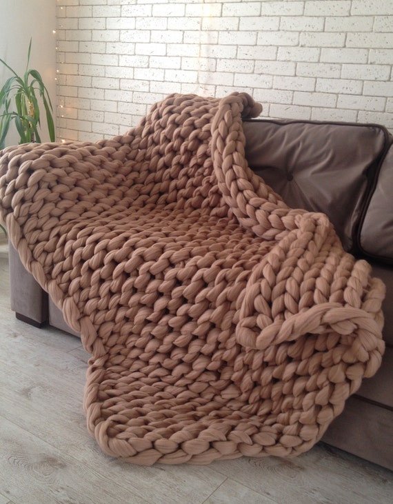 Chunky knit. Chunky knit blanket throw. Knit blanket. Super | Etsy