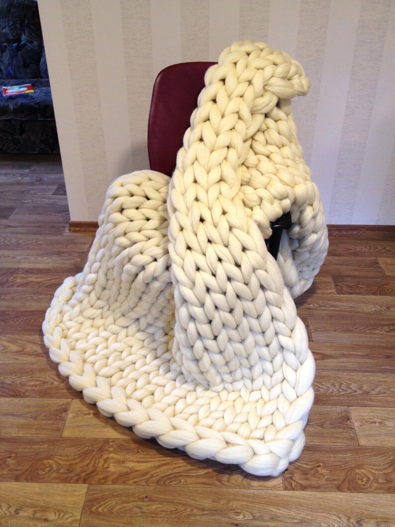 Chunky knit blanket. Blanket. Super chunky blanket. Giant knit Etsy