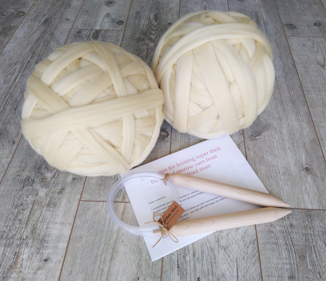 DIY Knit Kit for Giant Chunky Knit Blanket. Chunky DIY Knit Etsy