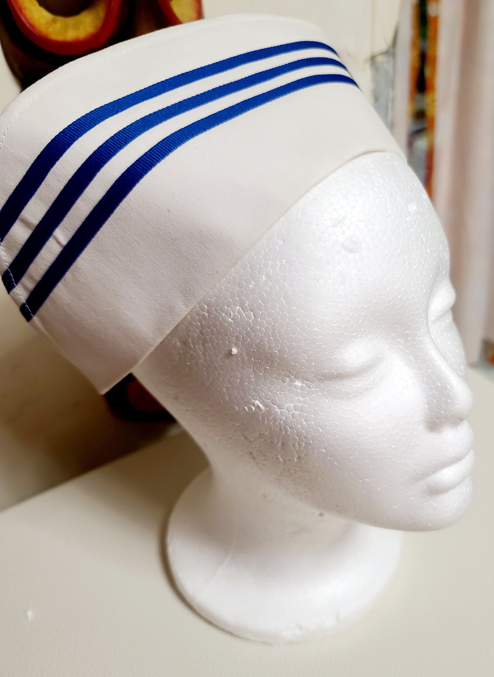 Nurse cap with blue stripes. Etsy