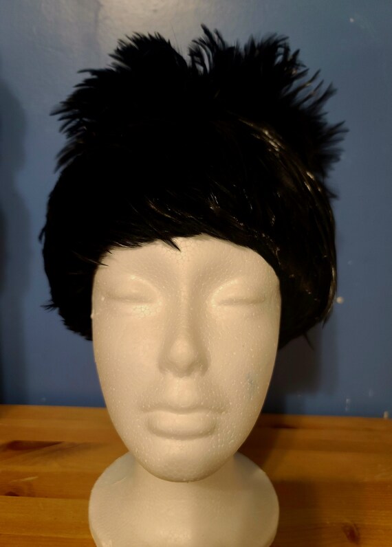 Vintage 50s feathered hat unique - image 2