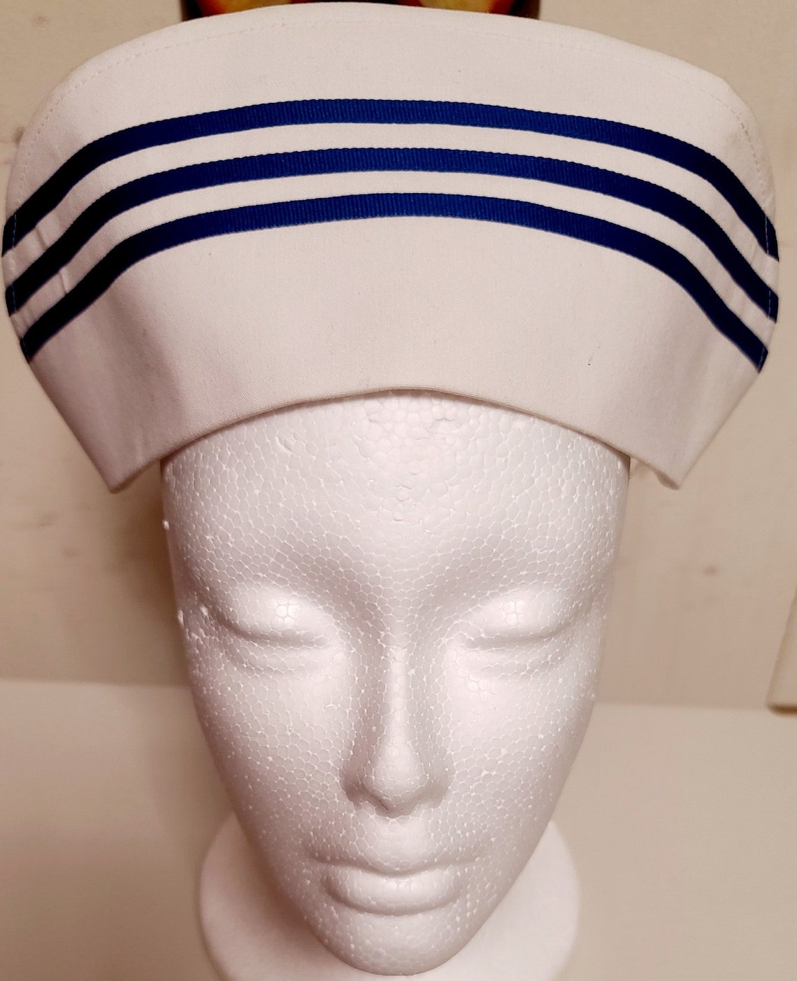 Nurse cap with blue stripes. Etsy