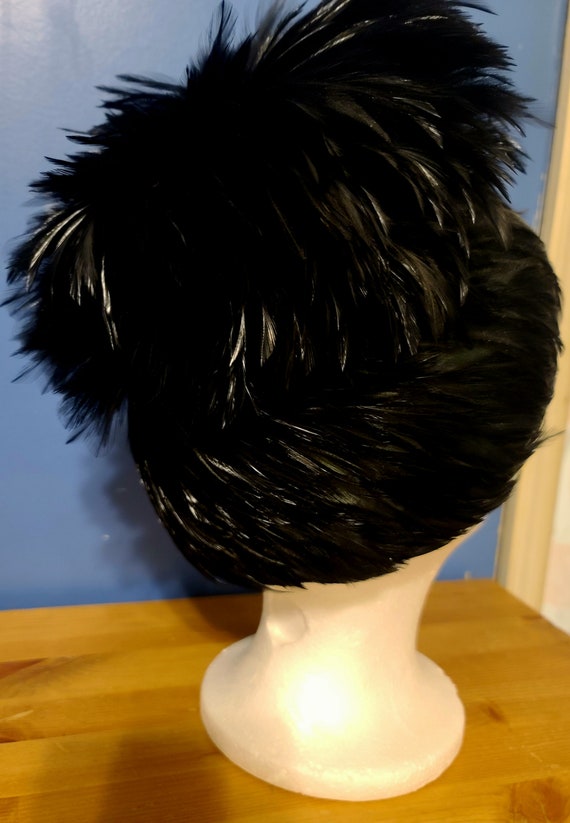 Vintage 50s feathered hat unique - image 5