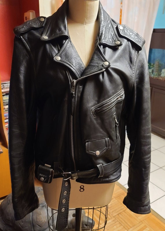 Vintage classic leather motorcycle jacket - image 4