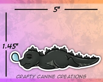 Sleepy Godzilla - 5" Die Cut Sticker