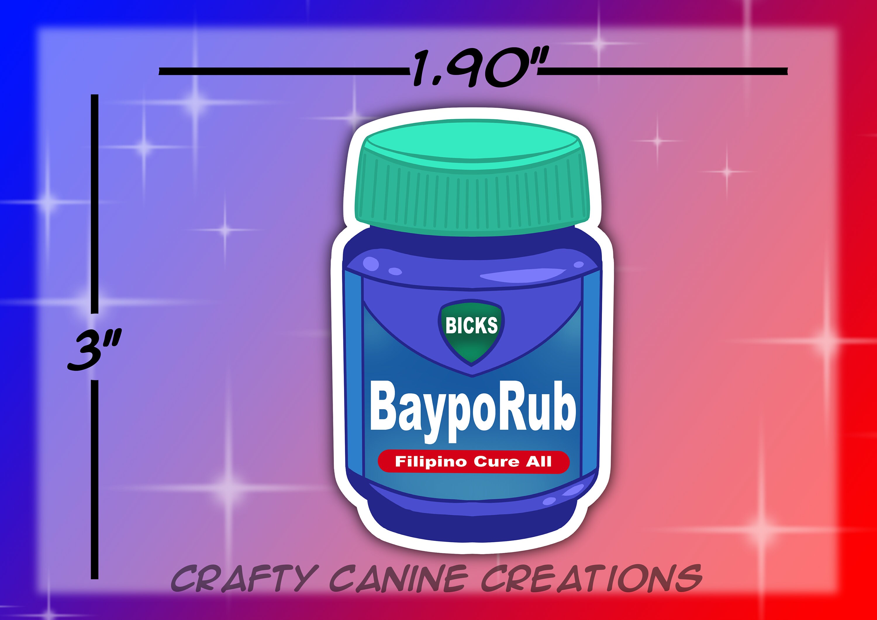 Bick's Baypo Rub - 3" Die Cut Stickers