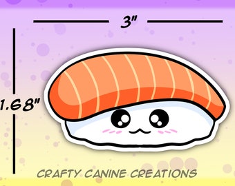 Kawaii Salmon Nigiri - 3" Die Cut Sticker