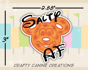 Salty AF Mickey Pretzel - 3" Die Cut Sticker