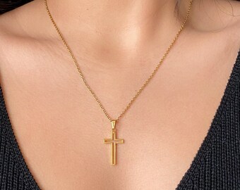 Stainless Steel Cross Outline Necklace