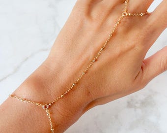 Handmade Gold Filled Dainty Satellite Beaded Hand Chain