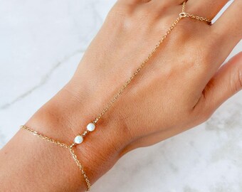 Gold Filled Handmade Bello Opal Hand Chain