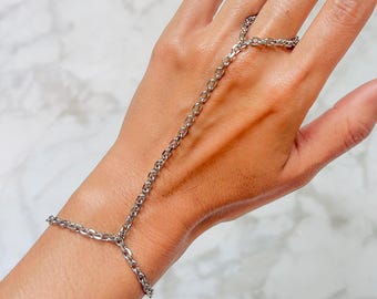 Handmade Chunky Silver Stainless Steel Hand Chain