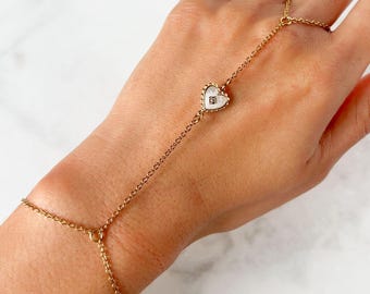 Handmade Gold Dainty Heart Hand Chain, Stainless Steel