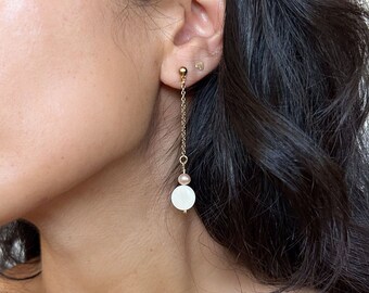 Mixed Pearl Dainty Droplet Earrings, Freshwater and Mother Of Pearl