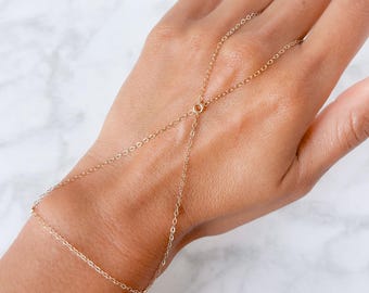 14k Gold Filled Minimal X Crossed Hand Chain