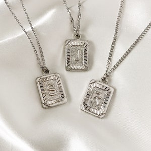 Silver Initial Letter Pendant Necklace