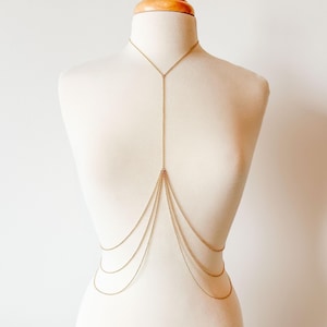 Handmade Stainless Steel 3 Tier Layered Body Chain in Gold or Silver