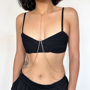 Double Tier Layered Body Chain, Gold or Silver Stainless Steel, Handmade