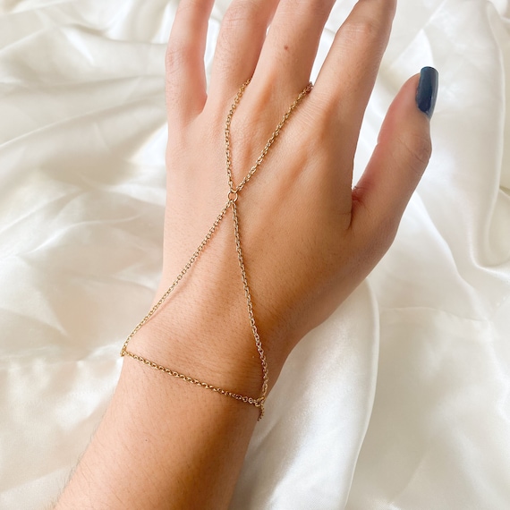Stainless Steel Gold Minimal X Crossed Hand Chain Handmade Etsy