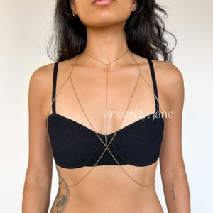 Stainless Steel or Gold Filled High Neck Choker Chain Bra Body Chain in Gold or Silver, Handmade, Non-Tarnish image 5