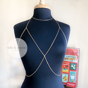 Stainless Steel Choker Chain Bra Body Chain in Gold or Silver, Handmade, Non-Tarnish image 6