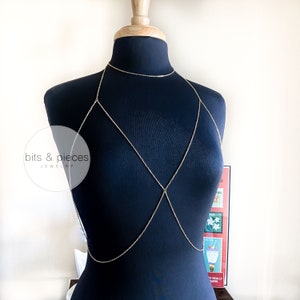 Stainless Steel Choker Chain Bra Body Chain in Gold or Silver, Handmade, Non-Tarnish image 7