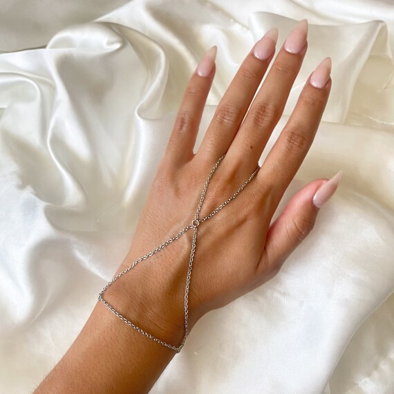 Stainless Steel Silver Minimal X Crossed Hand Chain, Handmade, Non-tarnish  - Etsy