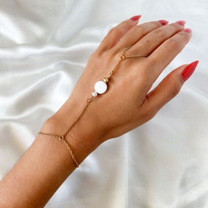 Handmade Mixed Pearl Stainless Steel Hand Chain, Freshwater and Mother Of Pearl image 5