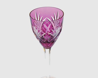 Vintage Crystal Cut to Clear Wine Goblet, Purple, Free Shipping!
