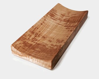 Handcrafted Curly White Ash Pen Tray: Desk Organizer