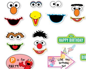 Sesame Street photo booth props. DIY Digital file/Printable.