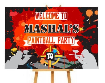 Paintball themed welcome sign. DIY digital file.