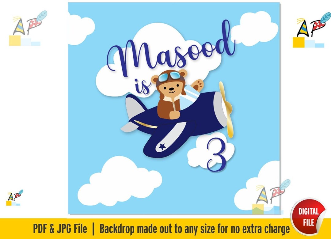 Airplane / Aeroplane / First Flight Themed Backdrop / Banner. DIY ...