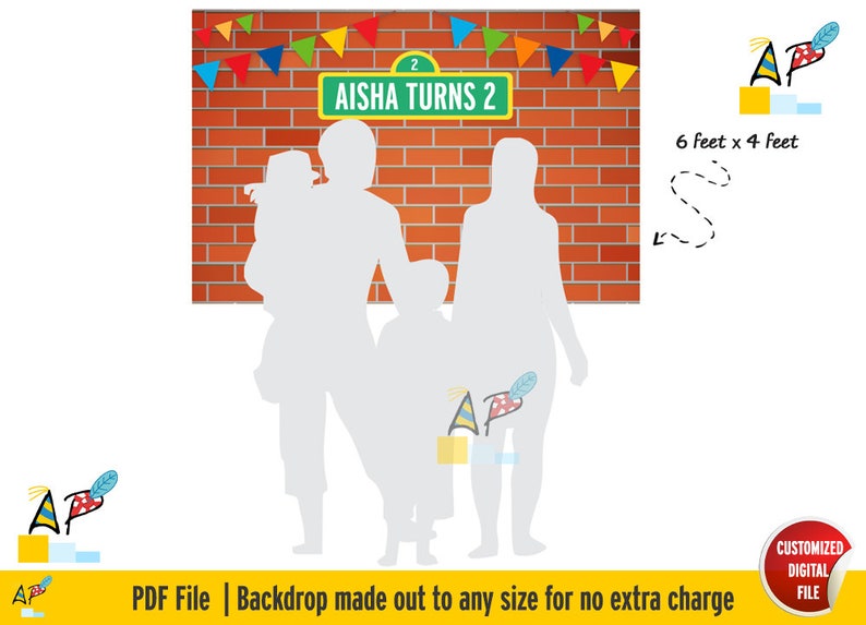 DIY Digital filePrintable. Sesame Street brick wall party backdrop banner