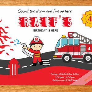 Fireman Birthday Party Invitation. Digital File/printable. - Etsy