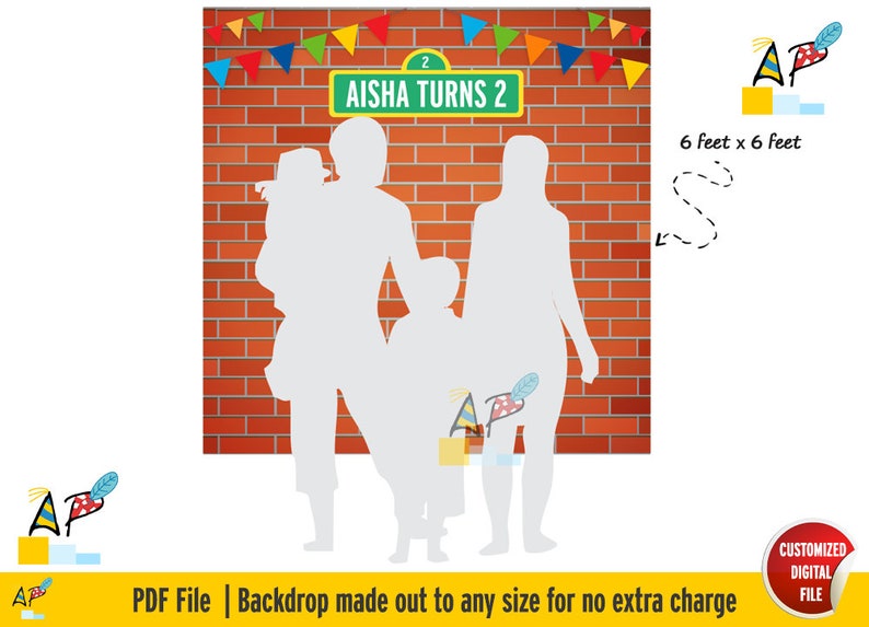 DIY Digital filePrintable. Sesame Street brick wall party backdrop banner