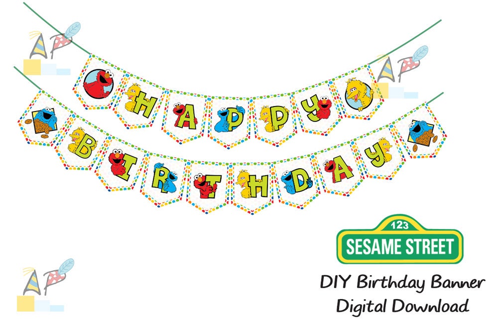 Sesame Street Happy Birthday banner DIY Printable PDF. | Etsy
