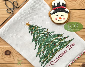 Christmas Tree - Holiday Cross Stitch Pattern PDF, christmas, festive, star, baubles, garlands, by keenstitch