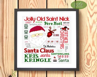 Weihnachtsmann zu Weihnachten Kreuzstichmuster PDF, Weihnachtsmann Kreuzstich, Weihnachtsmann, Kris Kringle, Weihnachtsdekoration, Weihnachtsdekoration, Kreuzstichmuster