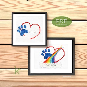 愛犬をペットに！クロスステッチのパターンPDF、カスタマイズ可能、レインボーブリッジ、犬のクロスステッチ、犬好き、ペットの飼い主、犬の飼い主への贈り物、簡単