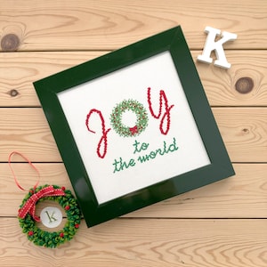 Joy to the World a Christmas Cross Stitch Pattern PDF, wreath, holiday stitching, easy Christmas cross stitch, Christmas decoration, Joy