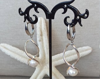 Freshwater Pearl Earrings, Pearls, Earrings, White Pearl, Handmade Earrings, Style Earrings, Present