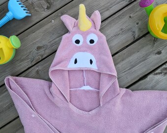 Poncho de bain enfant licorne