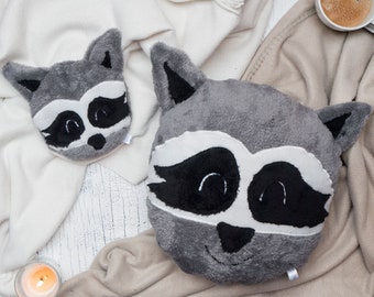 Cuddly set raccoon pillows and grain pillows