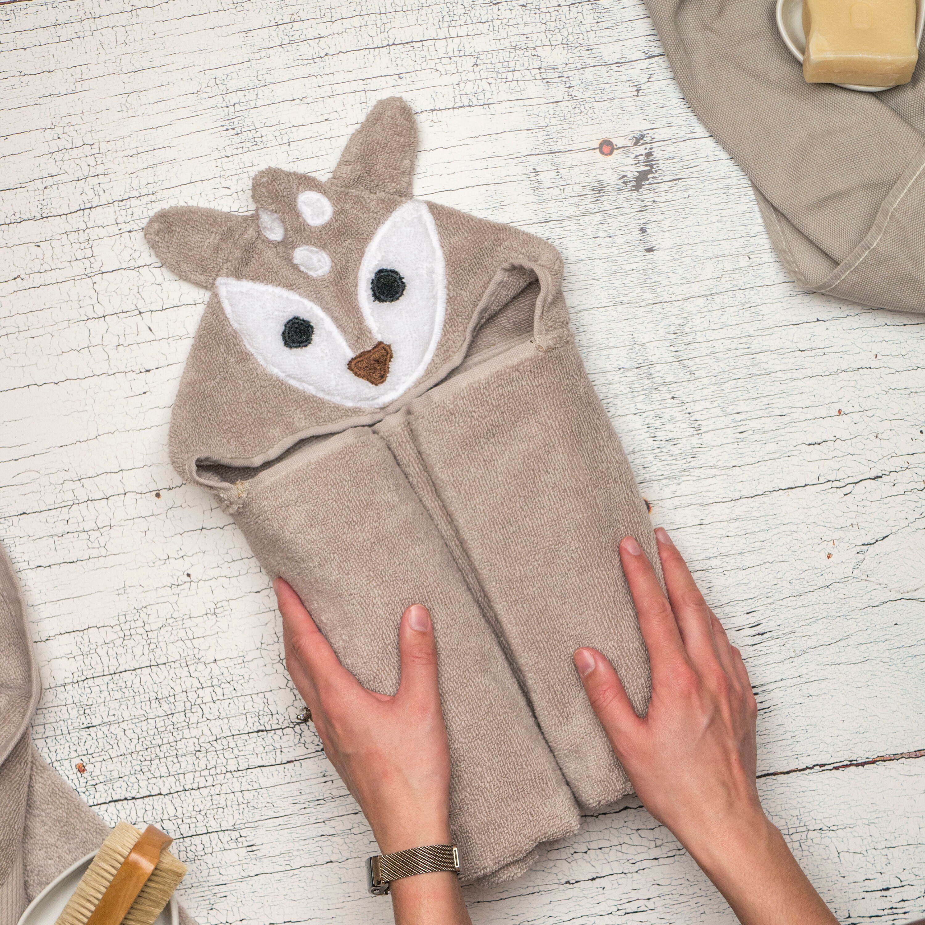Deer hooded towel sales